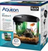 Retail packaging box for an Aqueon LED MiniBow 1 Desktop Aquarium Kit, featuring product graphics of the set-up tank with a black hood and base, isolated against a white background.