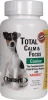 A white bottle of Ramard Total Calm & Focus Canine 30 Flavored Chewable Tablets featuring a Jack Russell terrier, isolated against a white background.