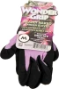 A pair of lavender and black Wonder Grip Nearly Naked garden gloves with retail packaging, isolated against a white background.