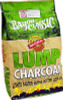An 18 lb bag of Bayou Classic 100% natural hardwood lump charcoal, isolated against a white background.