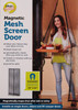 Ideas in Motion Magnetic Mesh Screen Door retail packaging featuring a woman walking through a hands-free screen door, isolated against a white background.