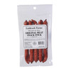 A product photo displaying a clear, hang-tab pouch of Goldrush Farms Original Meat Snack Sticks, centered against a solid white background.