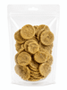 Clear resealable pouch filled with Maggie & Duke’s round dried cod chip dog treats.