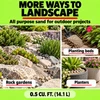 Sand shown in a rock garden, planting bed, and outdoor planter, highlighting landscaping uses for EverLast All Purpose Sand, 0.5 cubic feet (14.1 liters).