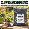 CountryMax greensand bag beside a wooden scoop in a garden, highlighting naturally occurring minerals that release gradually into soil.