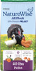 Nutrena NatureWise All Flock 20% Protein Pellet poultry feed, 40-pound bag featuring a turkey, duck, and chicken.