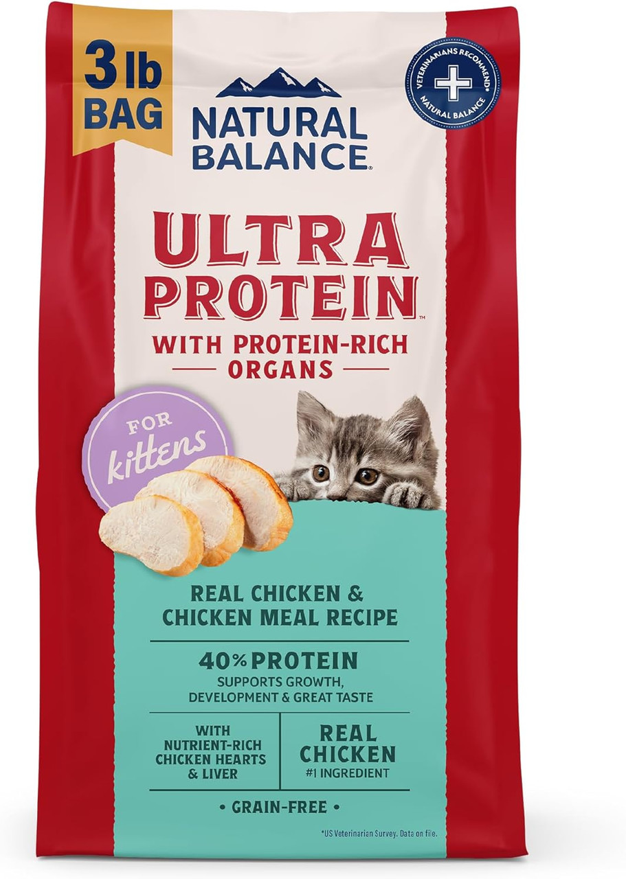 Natural Balance Ultra Protein Real Chicken & Chicken Meal Kitten Dry Cat Food, 6-lb