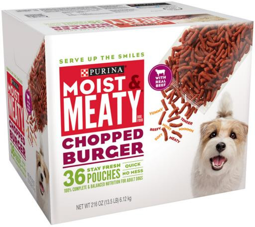 Moist Meaty Chopped Burger Dog Food - 36 Pk.