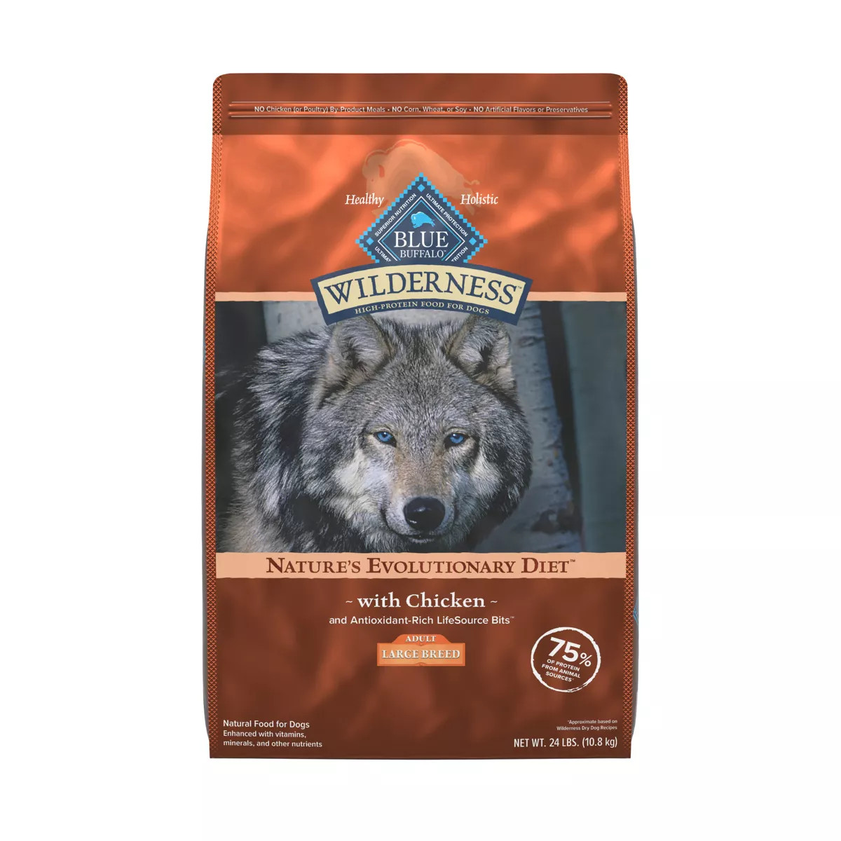 Blue Buffalo Wilderness Large Breed Chicken Dry Dog Food, 24 Lb