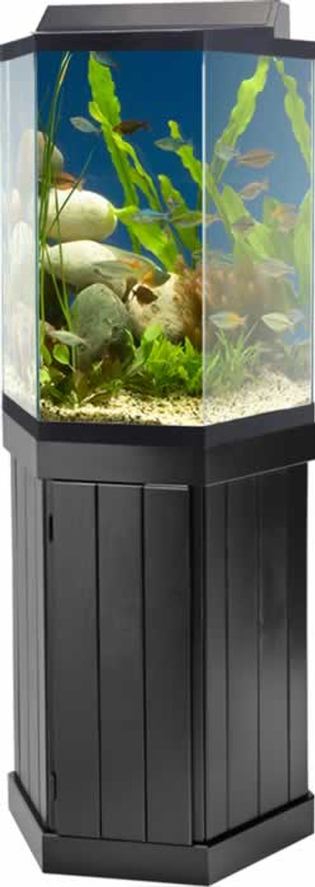 Aqueon 10 Gallon Hexagon Pine Aquarium Stand - CountryMax