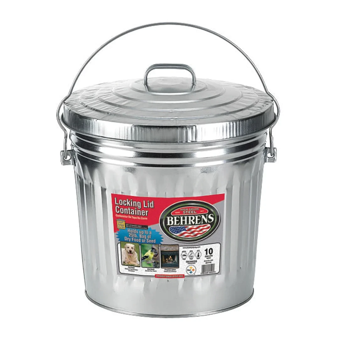 Galvanized Steel Locking Can With Lid, 10 Gal. - CountryMax