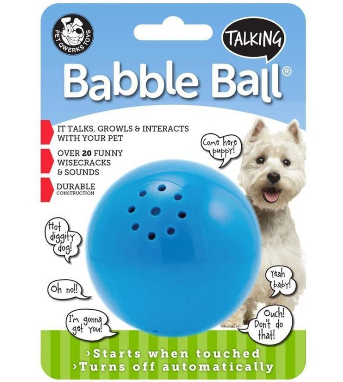 Pet Qwerks Animal Sounds Babble Ball Small-Interactive dog toy