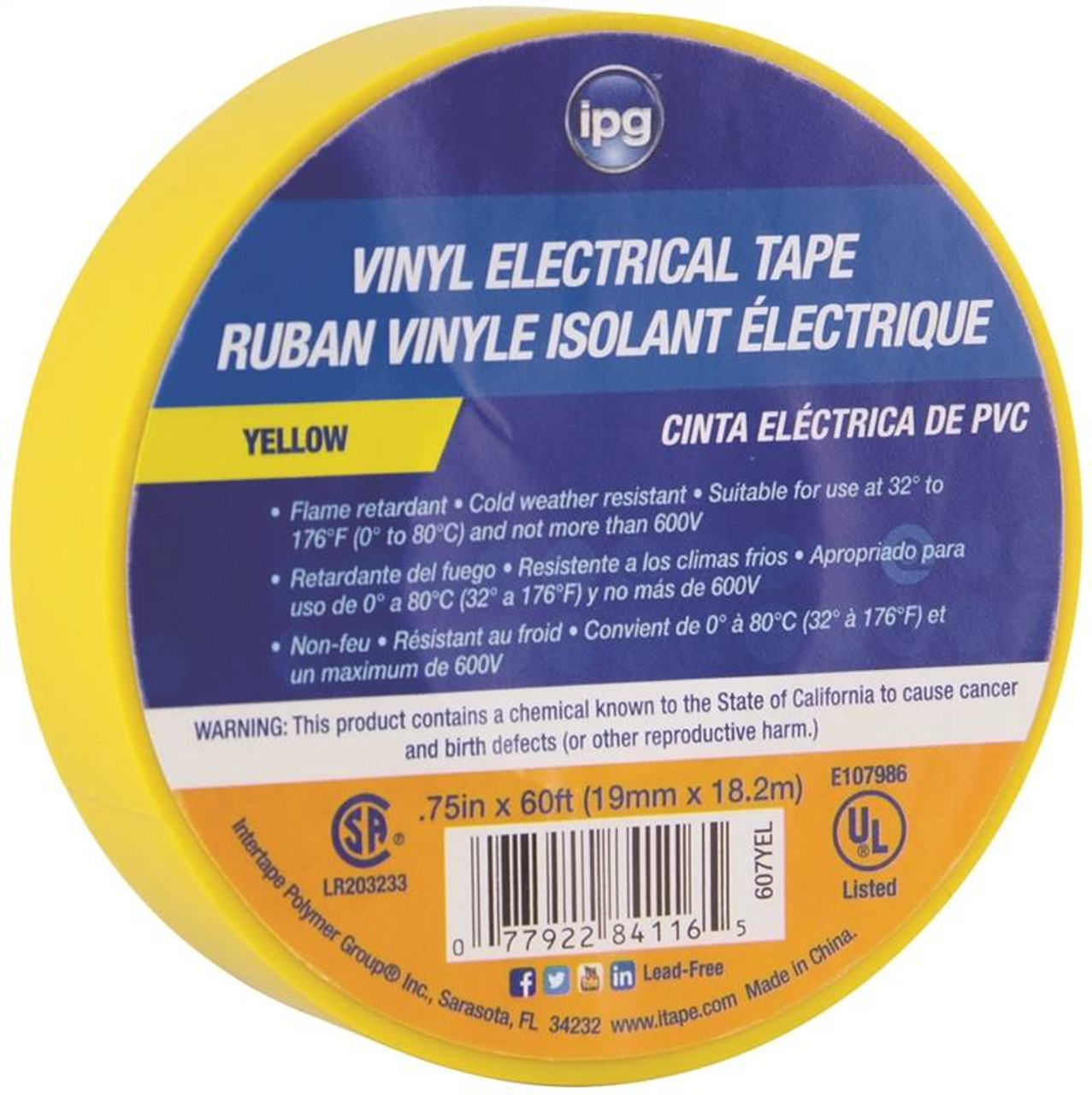 Intertape Polymer White Electrical Tape 3/4 x 60