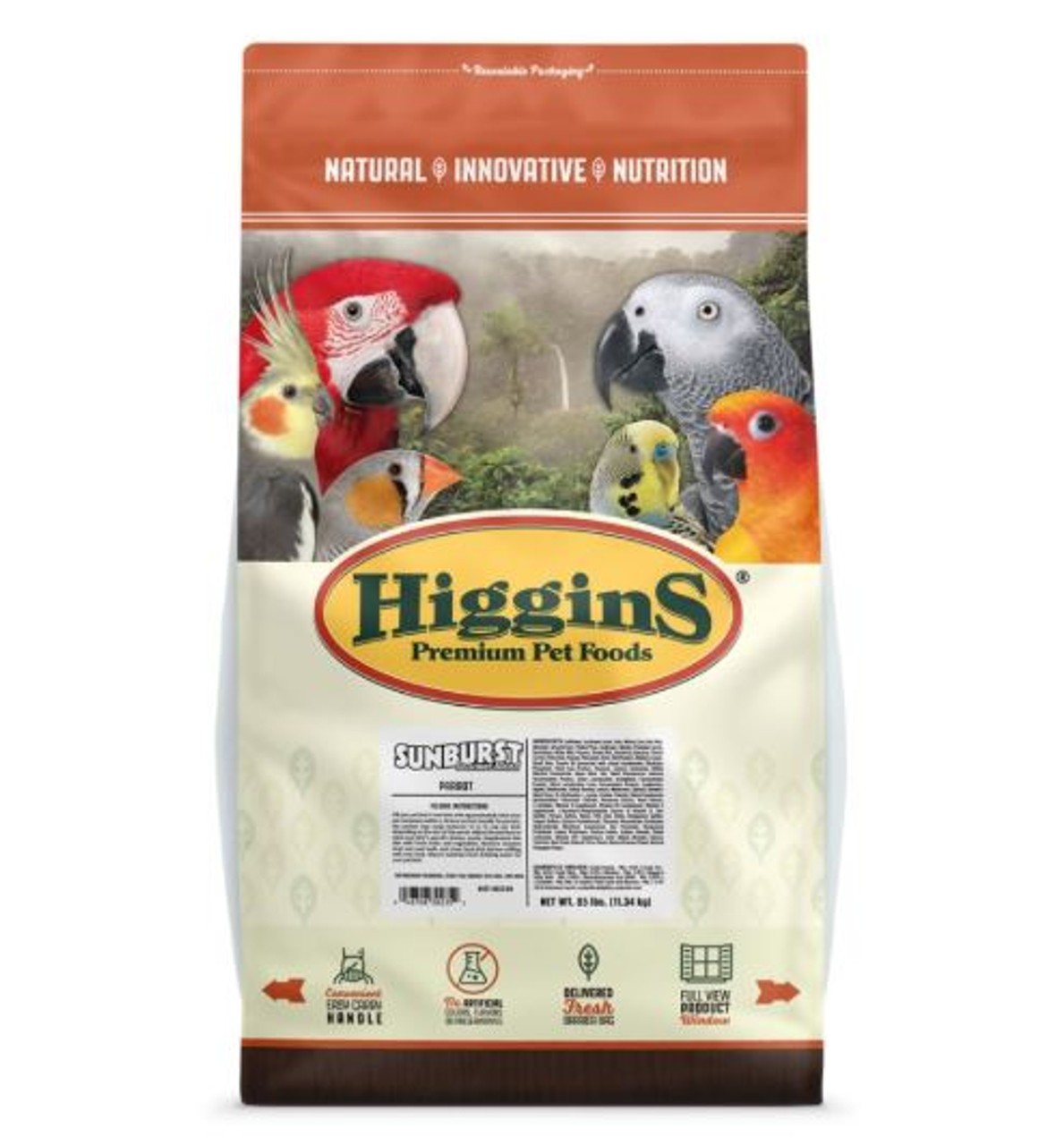 higgins sunburst parrot food 25 lbs