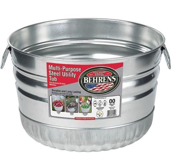 Behrens Galvanized Steel utility Basket Tub, 1 Bushel, Steel