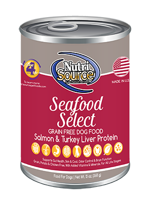 NutriSource Seafood Select Grain Free Canned Dog Food, 13 Oz