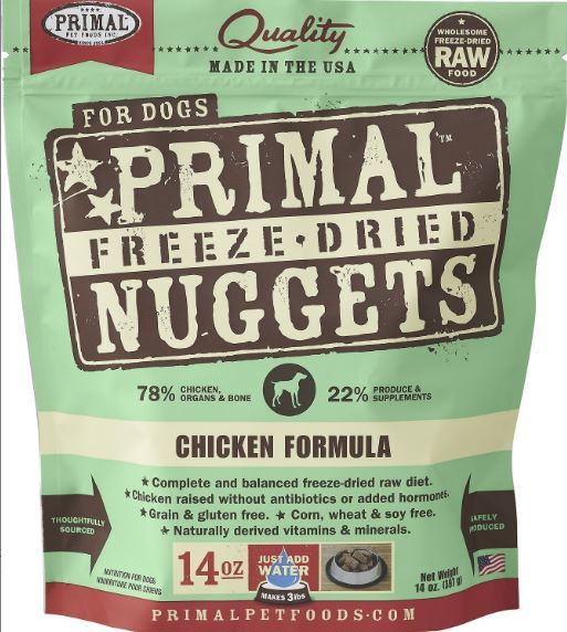 Primal Grain Free Raw Freeze-Dried Chicken Nuggets Dog Food, 14 Oz