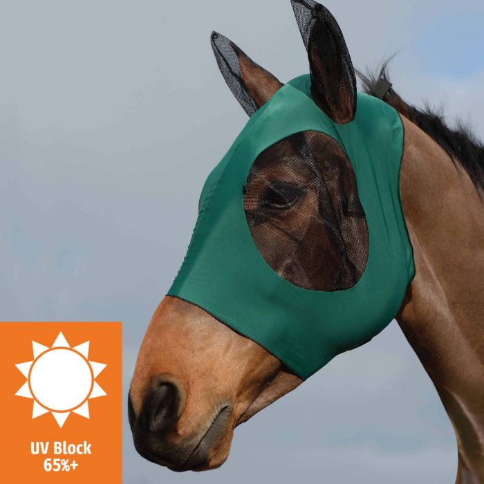 Weatherbeeta Stretch Bug Eye Saver Avec Oreilles - Masque Anti-Mouches Cheval COB Gris Noir