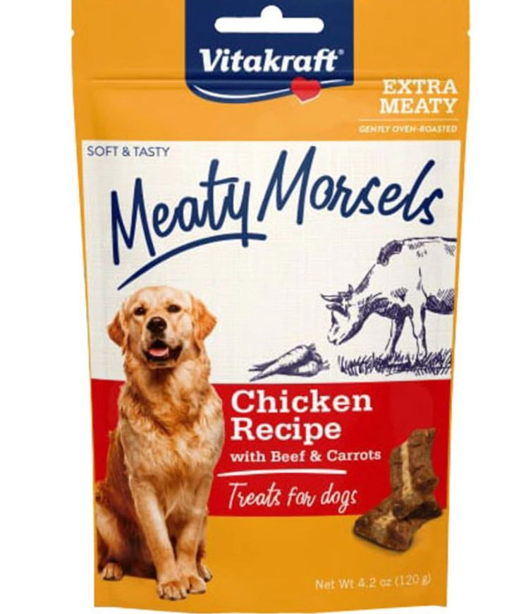 Vitakraft Meaty Morsels Chicken Recipe with Beef & Carrots Dog Treats 4.2-oz