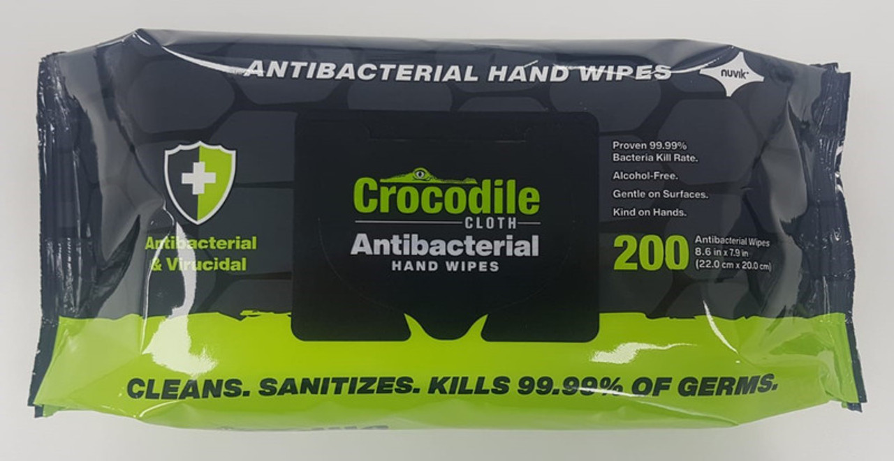 Crocodile Antibacterial Cloth Hand Wipes, 200 Count