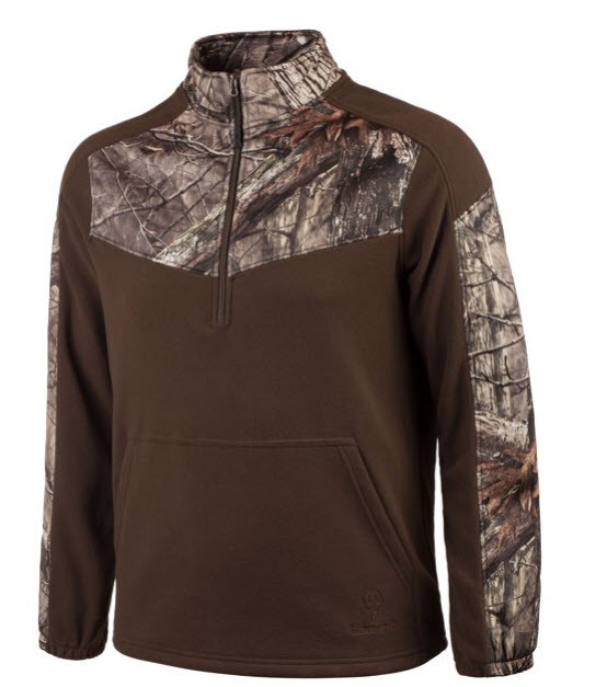 Huntworth Men's Coffee And Hidd'N Camo Anti-Pill Fleece 1/4 Zip