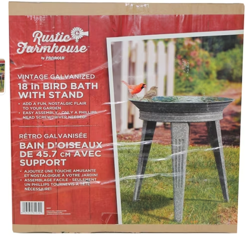 Rustic Farmhouse Galvanized Metal Bird Bath 18 in. — free download