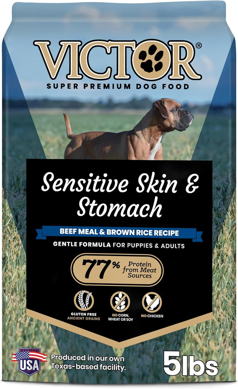 Victor Beef Meal & Brown Rice Recipe Sensitive Skin & Stomach Dry Dog Food, 5 lb