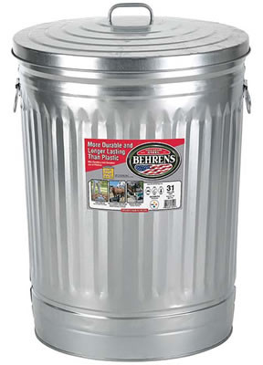 Galvanized Steel Utility Trash Can with Lid, 20 Gal. - CountryMax