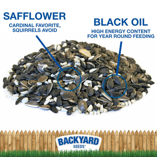 Cardinal Bird Seed - Backyard Seeds Mix with Black Oil, Safflower