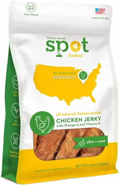 Spot Farms Chicken Jerky Skin and Coat Dog Treats 12 Ounces