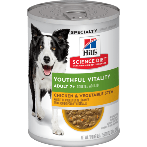 Hill's Science Diet Adult 7+ Youthful Vitality Chicken & Vegetables Stew Canned Dog Food, 12.5 Oz.