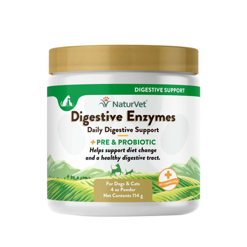 NaturVet Digestive Enzymes Powder With Probiotics For Dogs & Cats