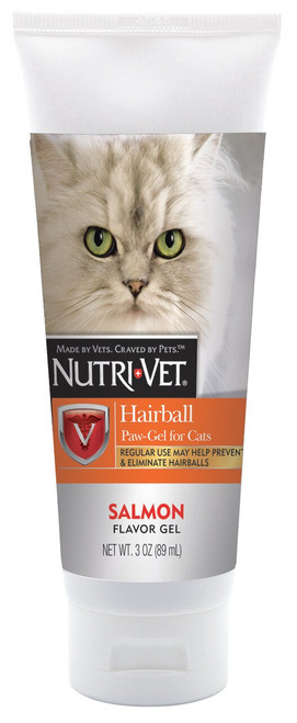 Nutri-Vet Hairball Salmon Flavor Paw-Gel For Cats 3oz Tube