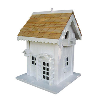 Home Bazaar White Arbor House Birdhouse With Window Box