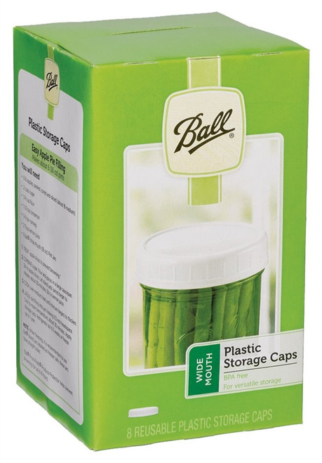 Ball Wide Mouth Plastic Storage Caps, 8 Pack