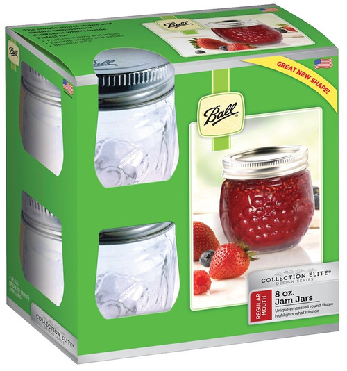 Ball Collection Elite Design Series Regular Mouth 8 oz. Jam Jars, 4 Pack