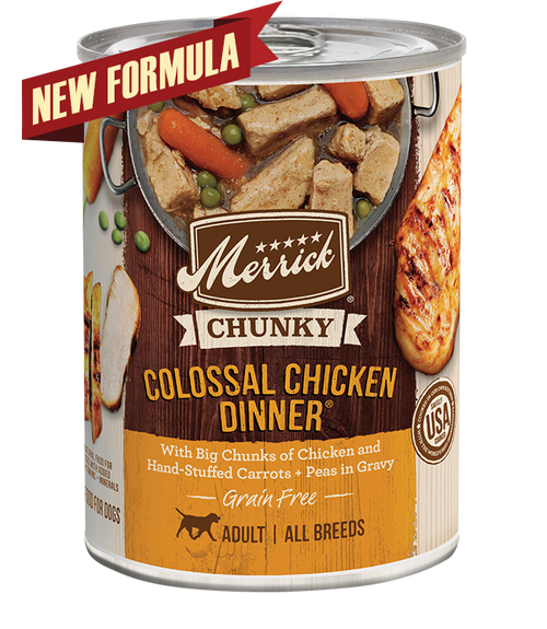 Merrick Chunky Grain Free Colossal Chicken Dinner In Gravy Canned Dog Food, 12.7 Oz.