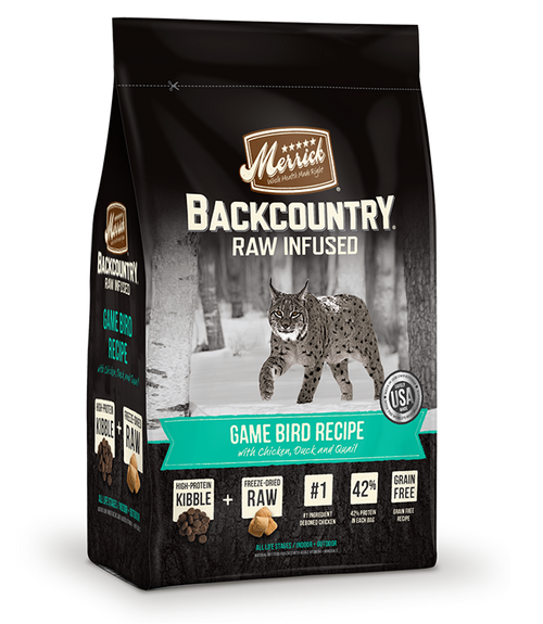 Merrick Backcountry Grain Free Raw Infused Game Bird Recipe Dry Cat Food, 10 Lbs.