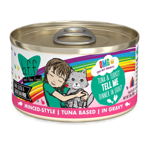 Weruva BFF OMG Tell Me Tuna & Turkey Canned Cat Food, 2.8 Oz.
