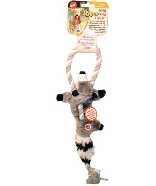 Skinneeez Mini Tugs Racoon Dog toy, 14"