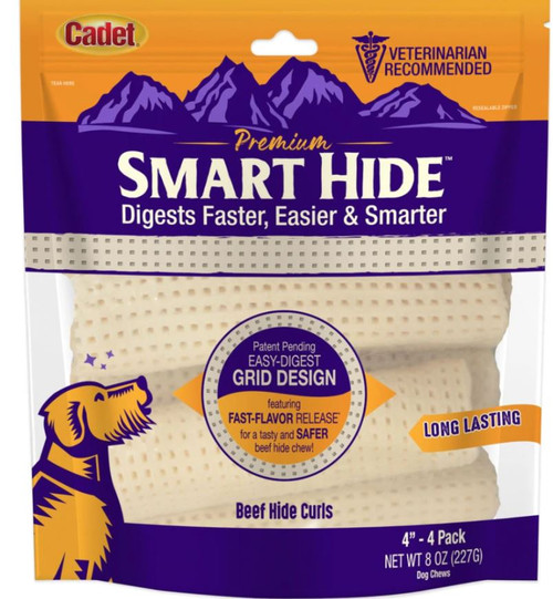 Cadet Premium Smart HIde Beef Curls, 4", 4 Pack