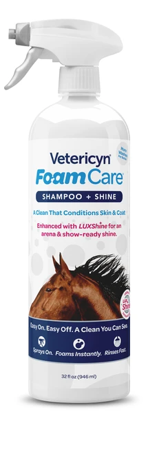 Vetericyn Foam Care Equine Shampoo + Shine, 32 Oz.