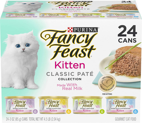 Purina Fancy Feast Kitten Classic Pate Canned Cat Food, 24 PK-3 Oz.