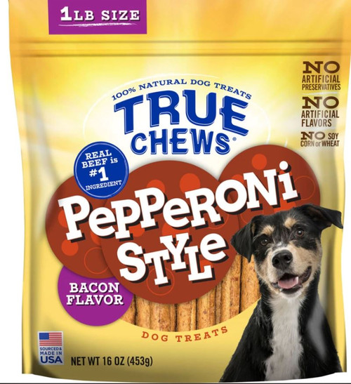 True Chews Pepperoni Style Bacon Flavor Dog Treats, 16 Oz.