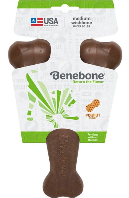 Benebone Peanut Butter Flavored Wishbone Dog Chew, MD