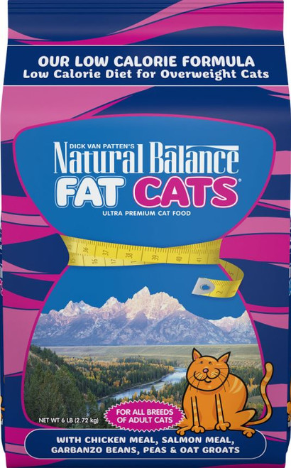 Natural Balance Fat Cats with Chicken Meal, Salmon Meal, Garbanzo Beans, Peas & Oatmeal Dry Cat Food, 15Lb. Bag
