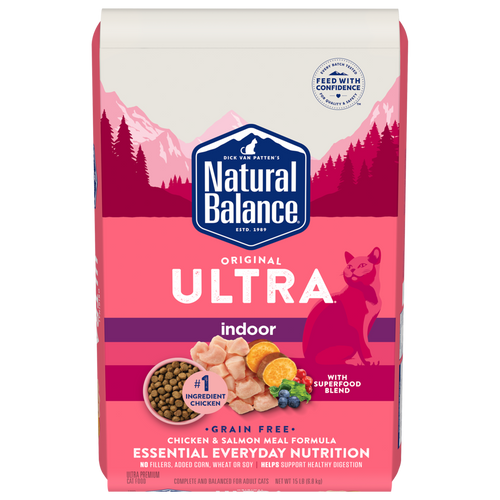 Natural Balance Original Ultra Indoor Chicken & Salmon Meal Formula Dry Cat Food, 15Lb. Bag