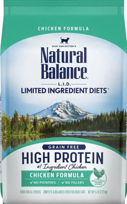 Natural Balance L.I.D. High Protein Chicken Formula Dry Cat Food, 5Lb. Bag