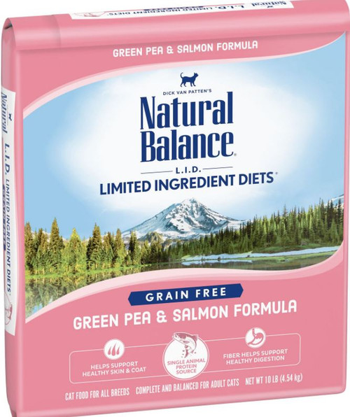 Natural Balance L.I.D. Grain-Free Green Pea & Salmon Formula Dry Cat Food, 10Lb. Bag