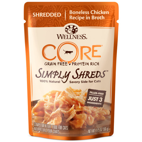 Wellness Core Simply Shreds Grain-Free Boneless Chicken Wet Cat Food Topper, 1.75oz